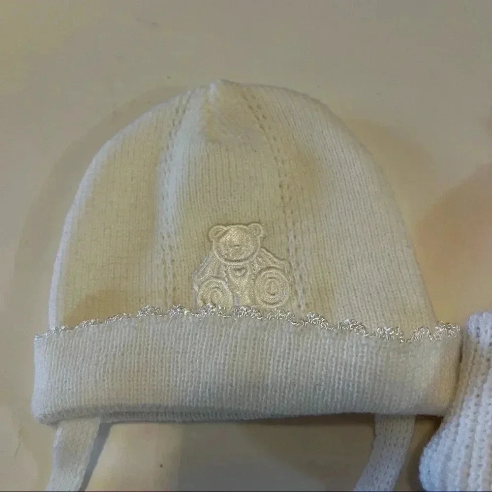 Vintage Newborn Baby Infant Toddler Knit Hat Beanie Lot Of 2 Acrylic